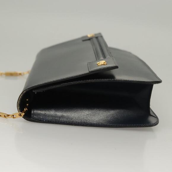 CELINE Chain Hand Bag Leather Navy Gold - Picture 5 of 12